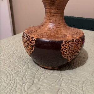 Handcrafted Brown Vase with Heart Design